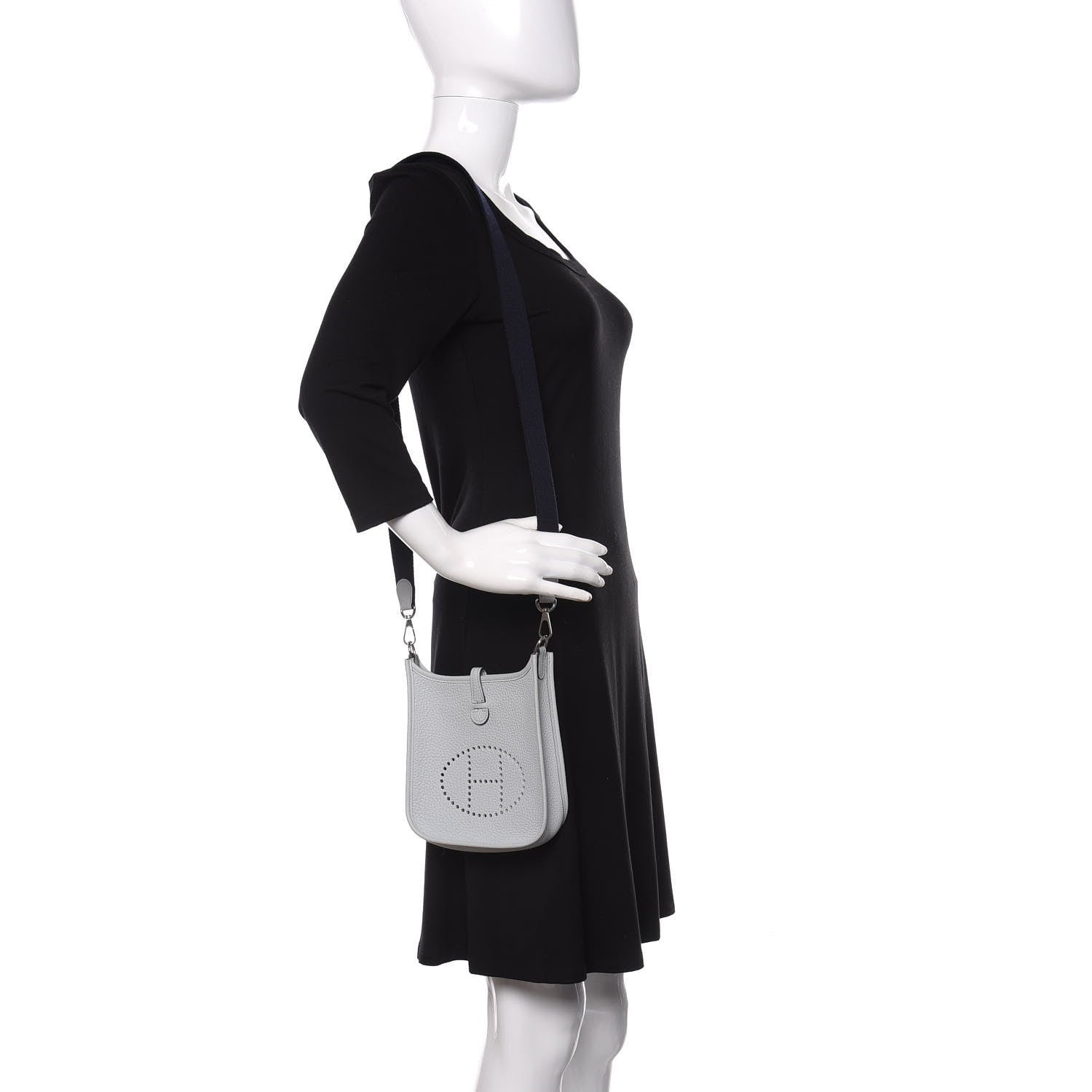 Hermes Taurillon Clemence Amazone Evelyne TPM Bleu Pale Indigo 2 of 10