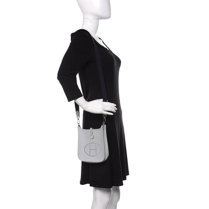 Hermes Taurillon Clemence Amazone Evelyne TPM Bleu Pale Indigo 2 of 10