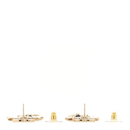 Chanel Crystal Lambskin CC Star Drop Earrings Gold 3 of 4