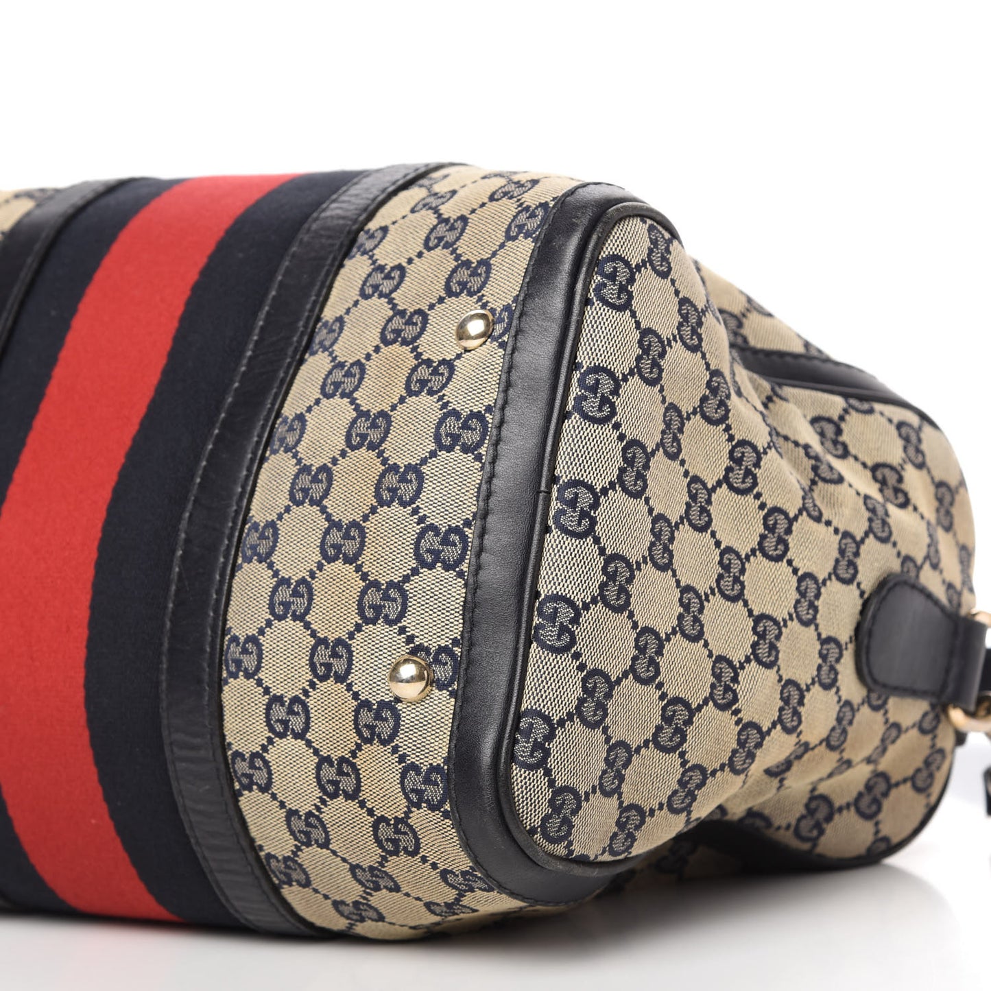 Monogram Selleria Calfskin Vintage Web Medium Boston Beige Blue