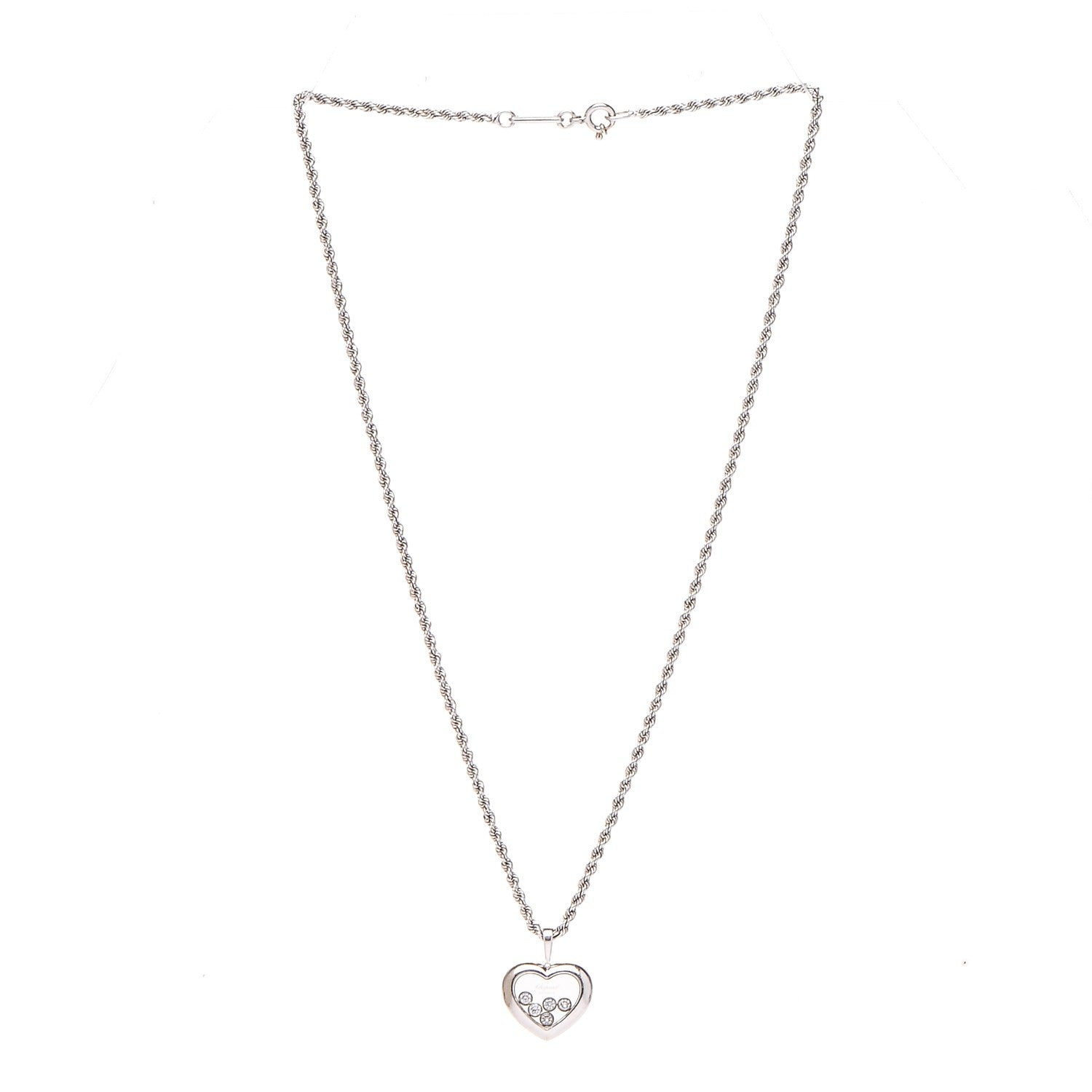 Chopard 18K White Gold 5 Happy Diamonds Icons Heart Pendant Necklace 3 of 7