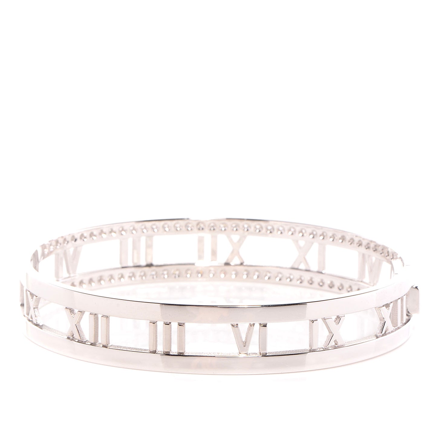 18k White Gold Diamond Atlas Hinged Bangle