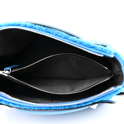 Fendi Shearling Vitello Dolce Medium By The Way Boston Bag Blue 5 of 10