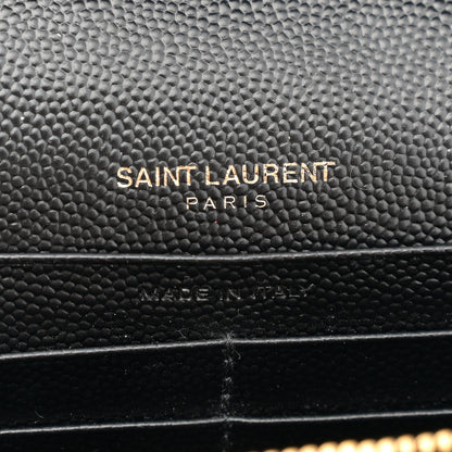 Saint Laurent Grain De Poudre Matelasse Chevron Monogram Chain Wallet Black 6 of 15