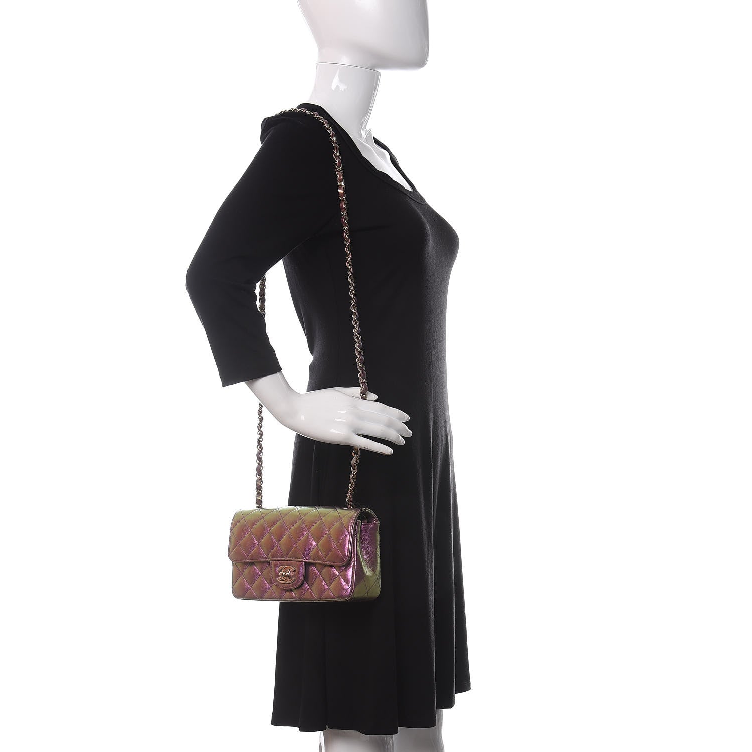 Chanel Iridescent Lambskin Quilted Mini Rectangular Flap Purple 2 of 11