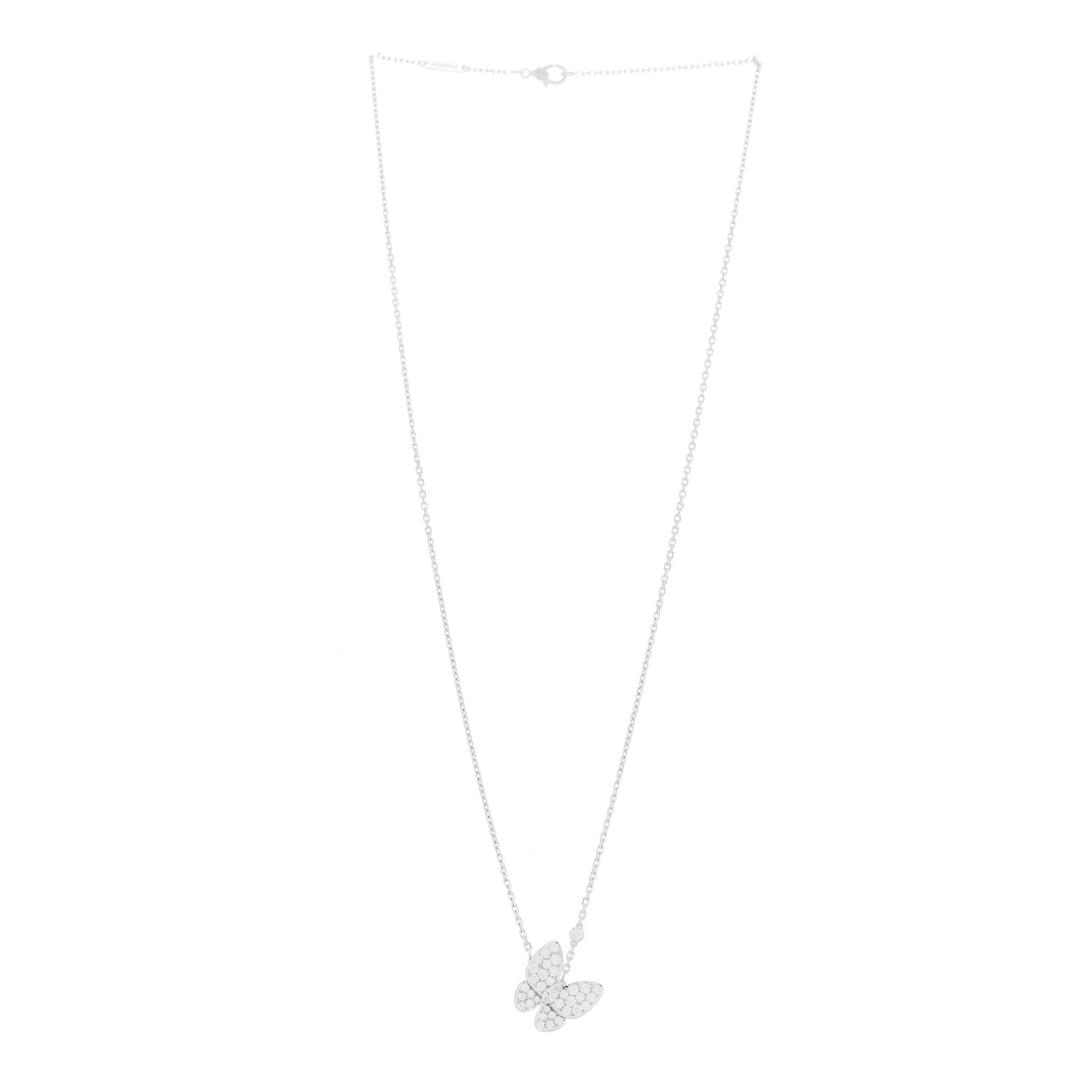 Van Cleef & Arpels 18K White Gold Diamond Two Butterfly Pendant Necklace 3 of 5