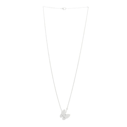 Van Cleef & Arpels 18K White Gold Diamond Two Butterfly Pendant Necklace 3 of 5