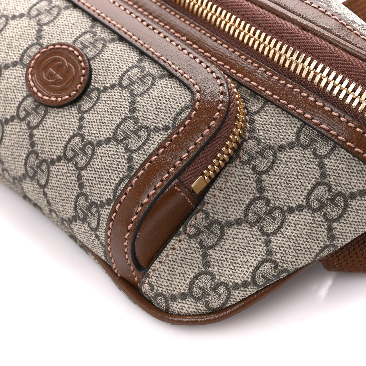 Gucci GG Supreme Monogram Textured Calfskin Retro Interlocking G Belt Bag Beige Ebony Brown Sugar 12 of 12
