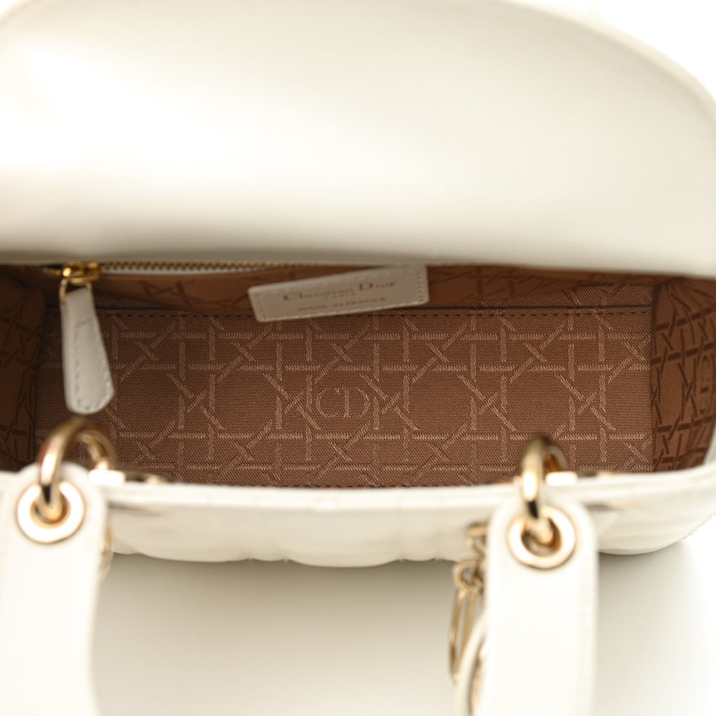 Lambskin Cannage Small My ABCDior Lady Dior White