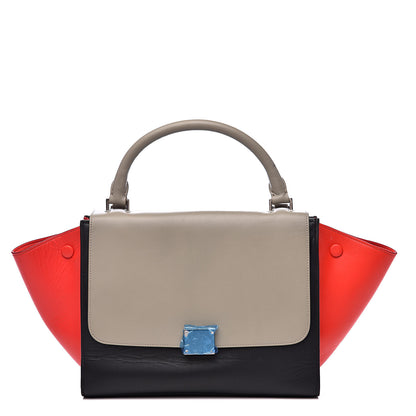 Celine Satin Calfskin Small Tri-Color Trapeze Alizarin 1 of 15
