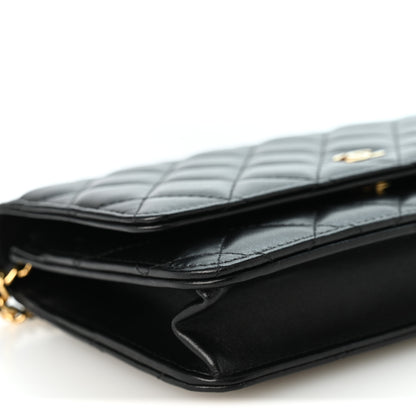 Chanel Lambskin Quilted Wallet On Chain WOC Black 10 of 11