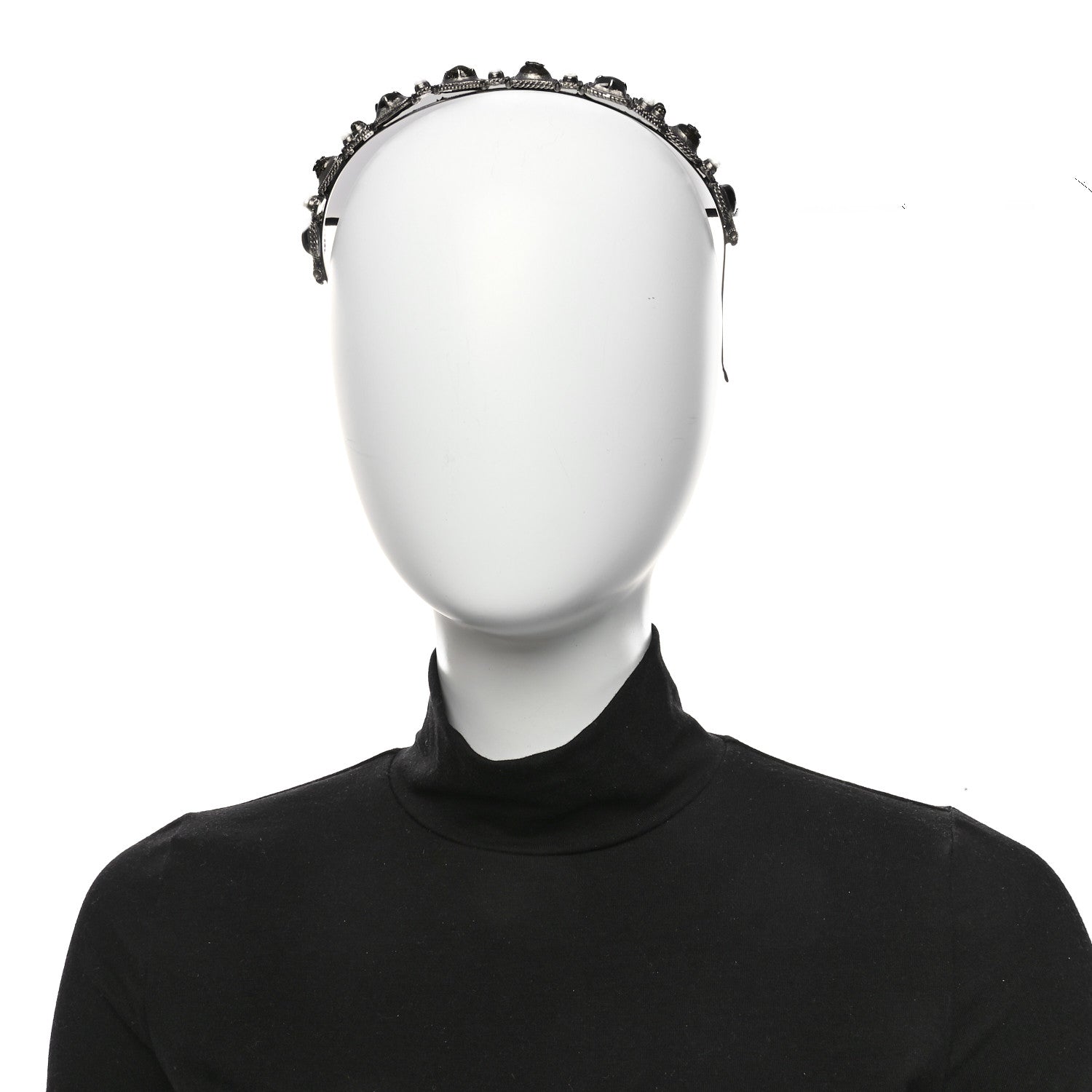 Chanel Ruthenium Pearl Beaded CC Headband 2 of 4