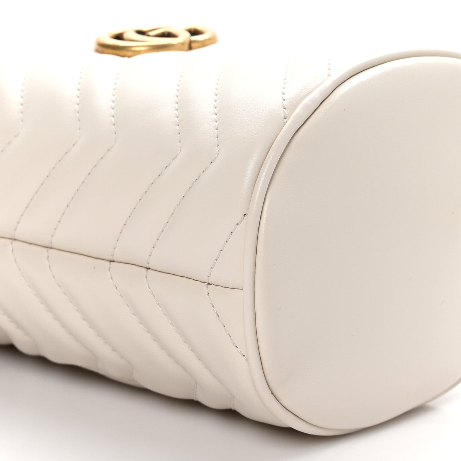 Gucci Calfskin Matelasse Mini GG Marmont 2.0 Bucket Bag White 8 of 10