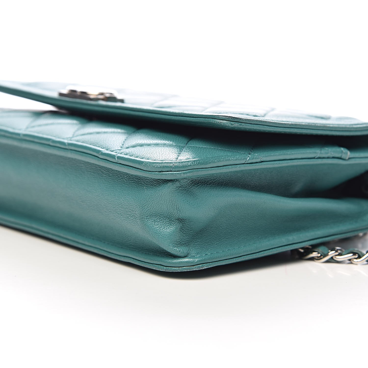 Chanel Lambskin Quilted Boy Wallet On Chain WOC Turquoise 12 of 13