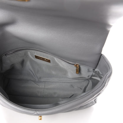Chanel Goatskin Quilted Large 19 Flap Grey 4 of 9