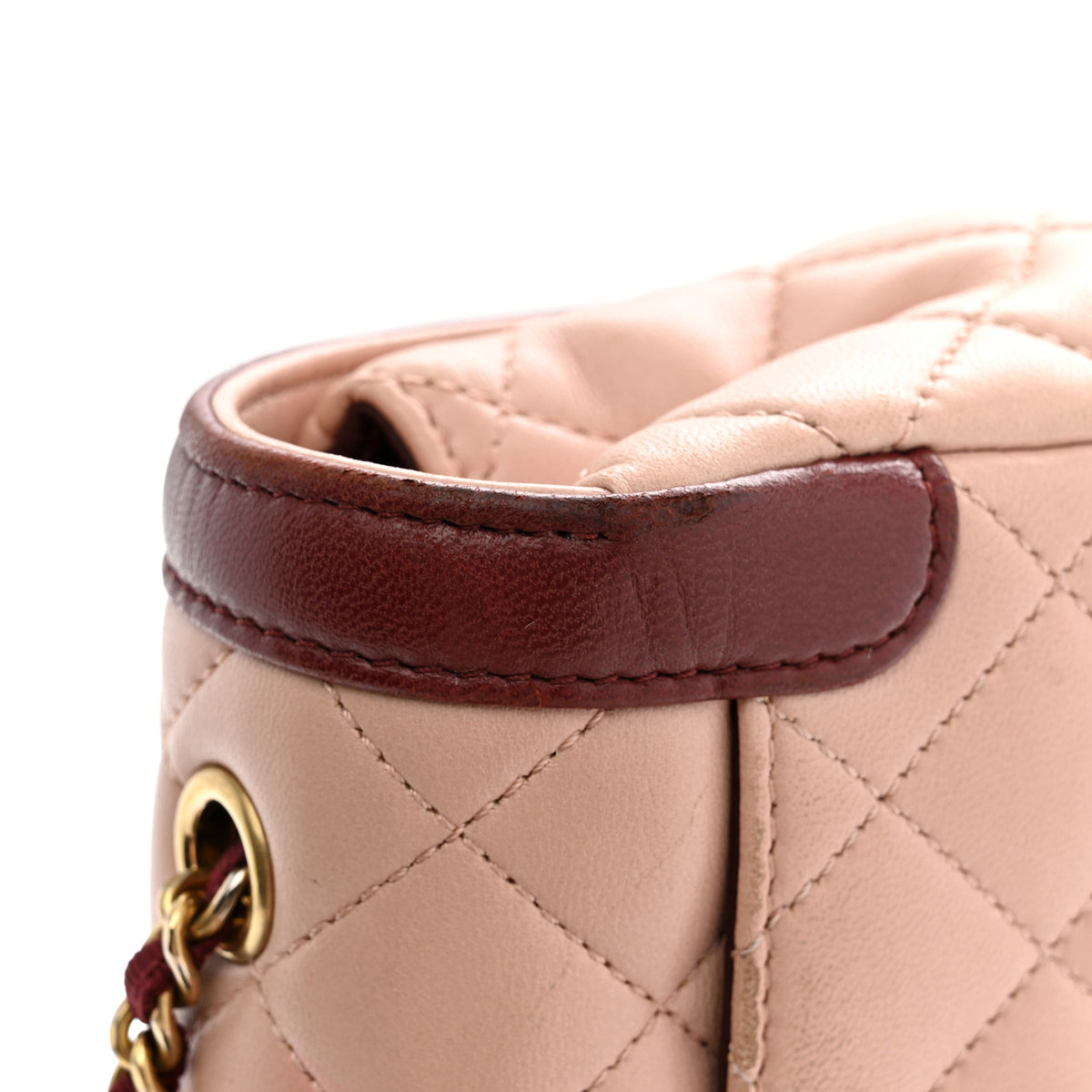 Chanel Lambskin Quilted Mini Two Tone Day Flap Pink Burgundy 12 of 15
