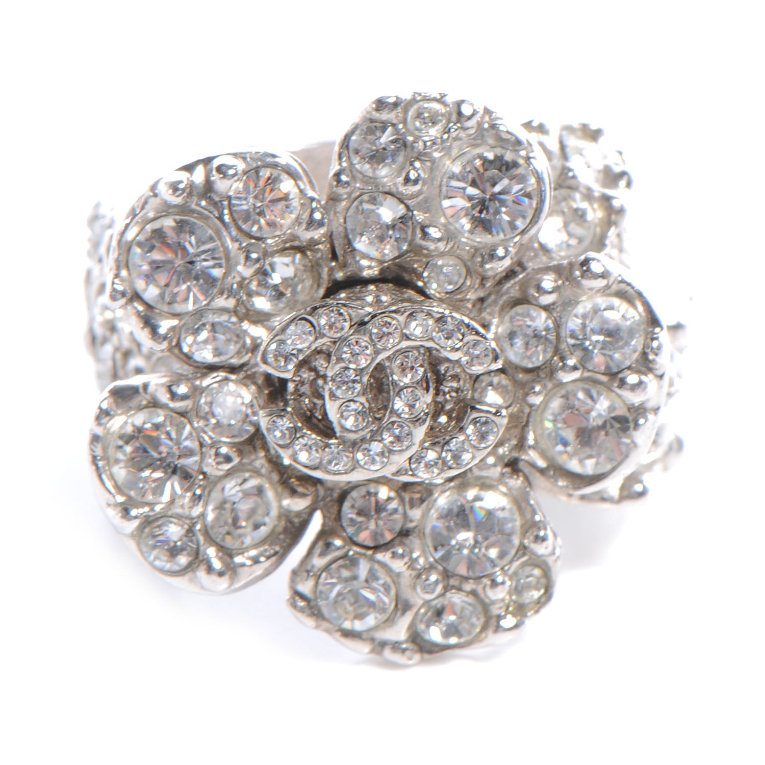 Chanel Swarovski Crystal Camellia Ring Size 7 1 of 5