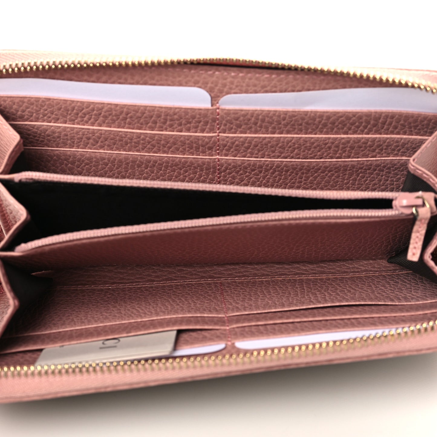 Monogram Dollar Calfskin Zip Around Wallet Beige Ebony Soft Pink