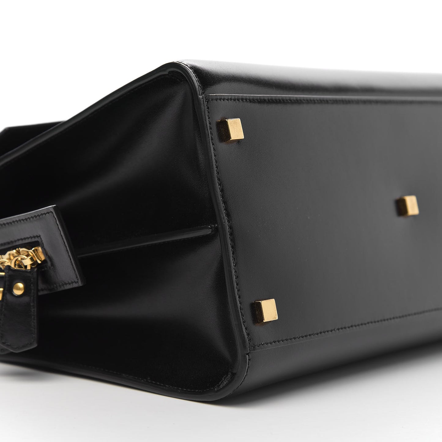 Shiny Calfskin Medium Uptown Tote Black