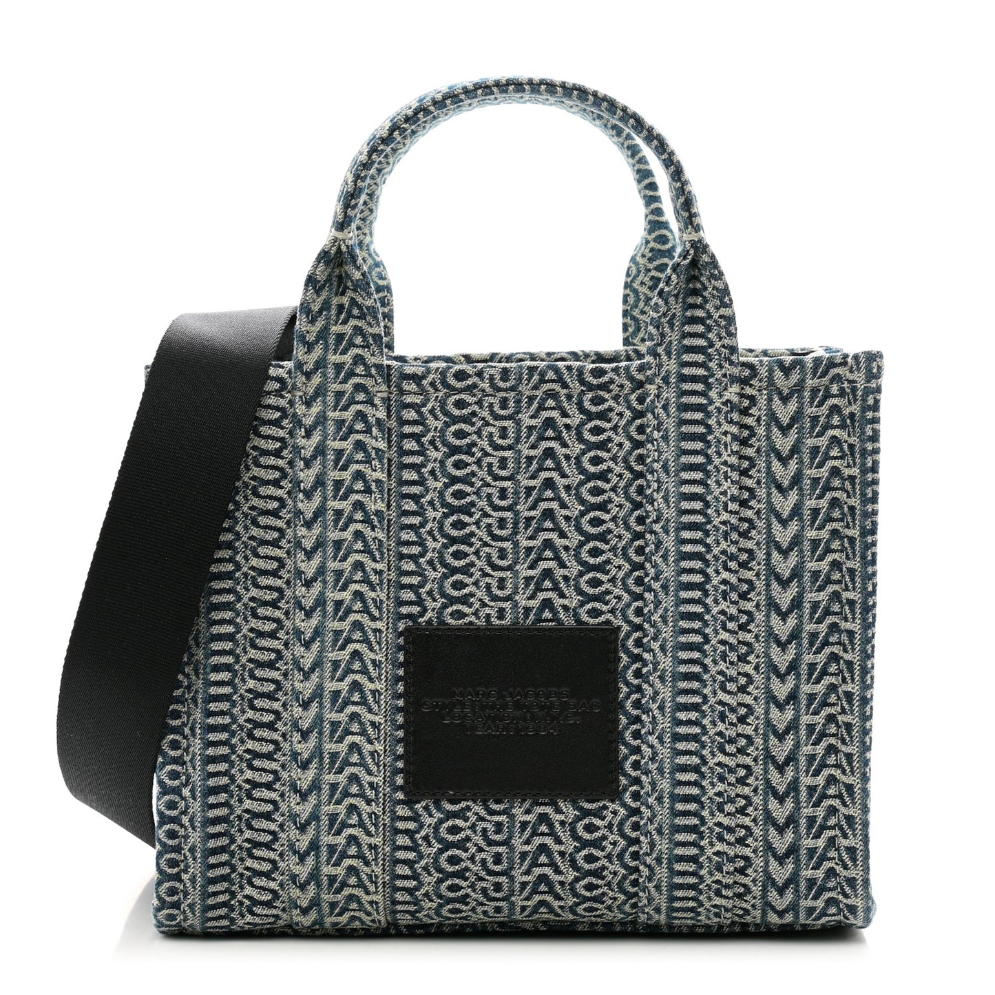 Cotton Washed Monogram Denim Medium Tote Bag