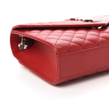 Saint Laurent Grain De Poudre Textured Mixed Matelasse Triquilt Medium Monogram Satchel New Red 6 of 10