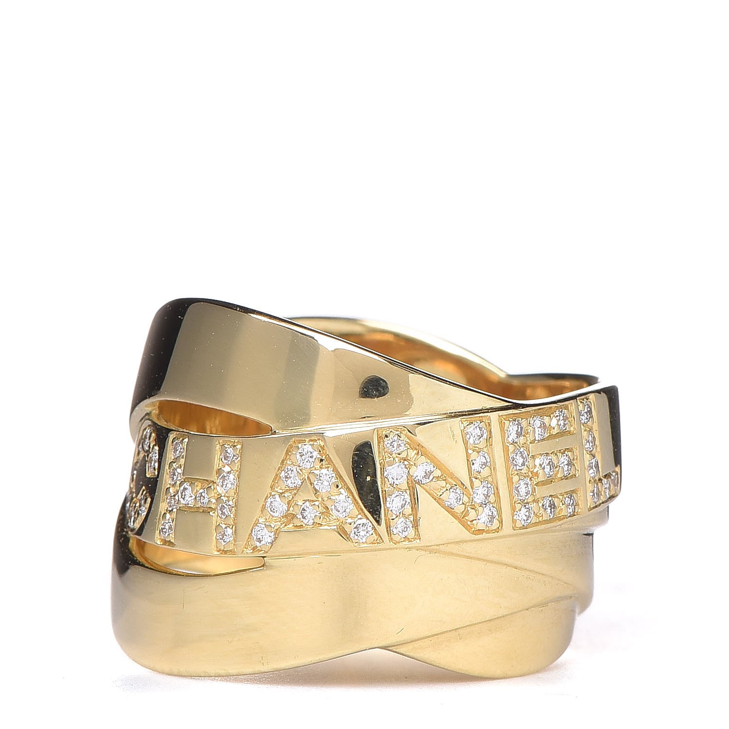 Chanel CHANEL18K Yellow Gold Diamond Bolduc Ring 51 5.75 1 of 5
