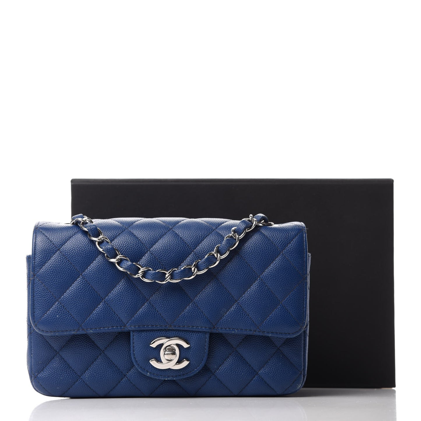 Caviar Quilted Mini Rectangular Flap Blue
