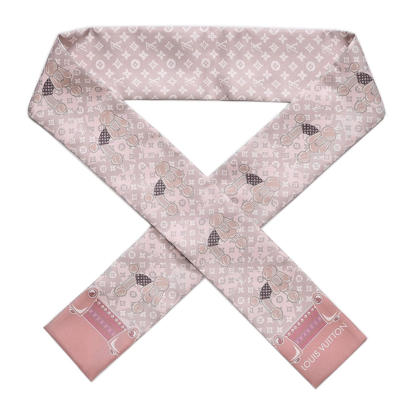 Silk Monogram Poodle Animalle Bandeau Rose Pale