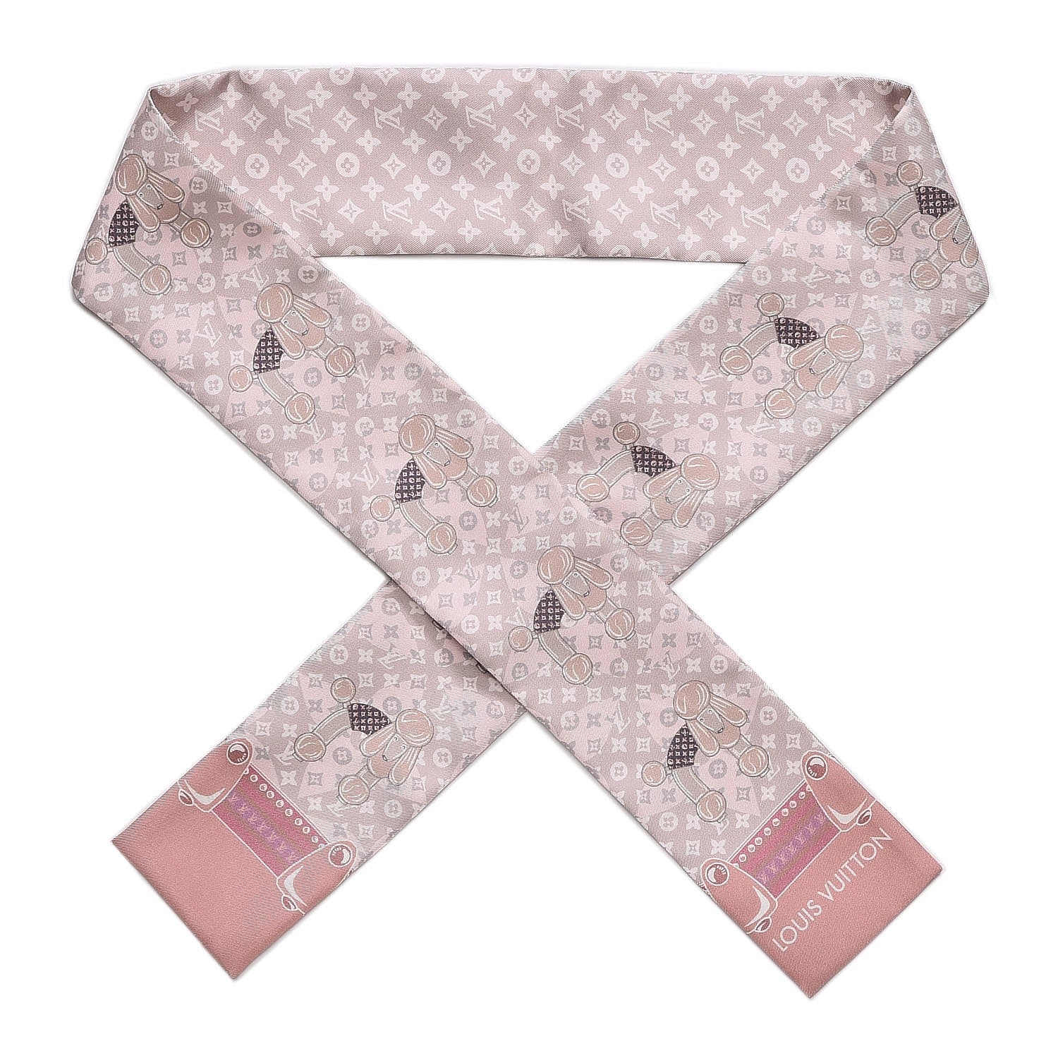 Louis Vuitton Silk Monogram Poodle Animalle Bandeau Rose Pale 1 of 5