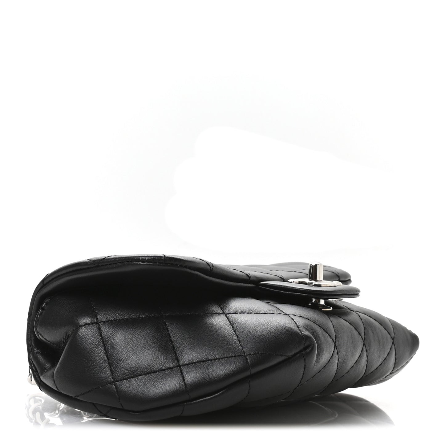 Calfskin Quilted CC Uniform Flap Belt Bag Black