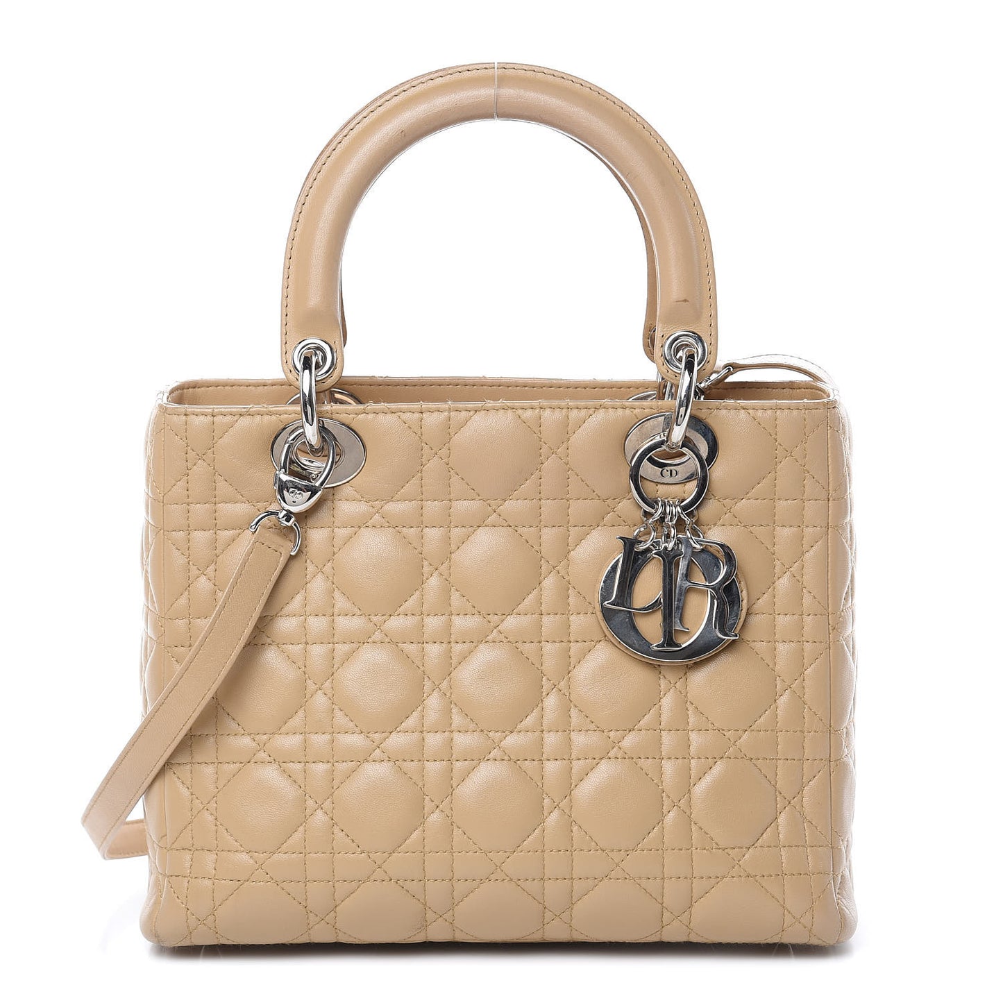 Lambskin Cannage Medium Lady Dior Beige