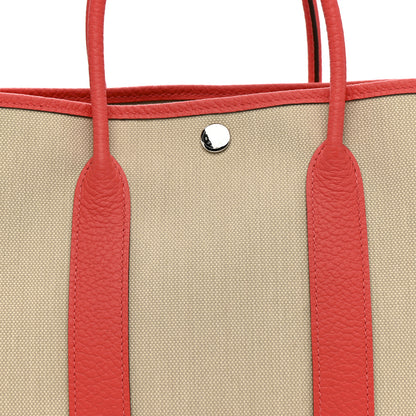 Hermes Toile Militaire Vache Country Garden Party 30 TPM Tote Beton Rose Texas 7 of 10
