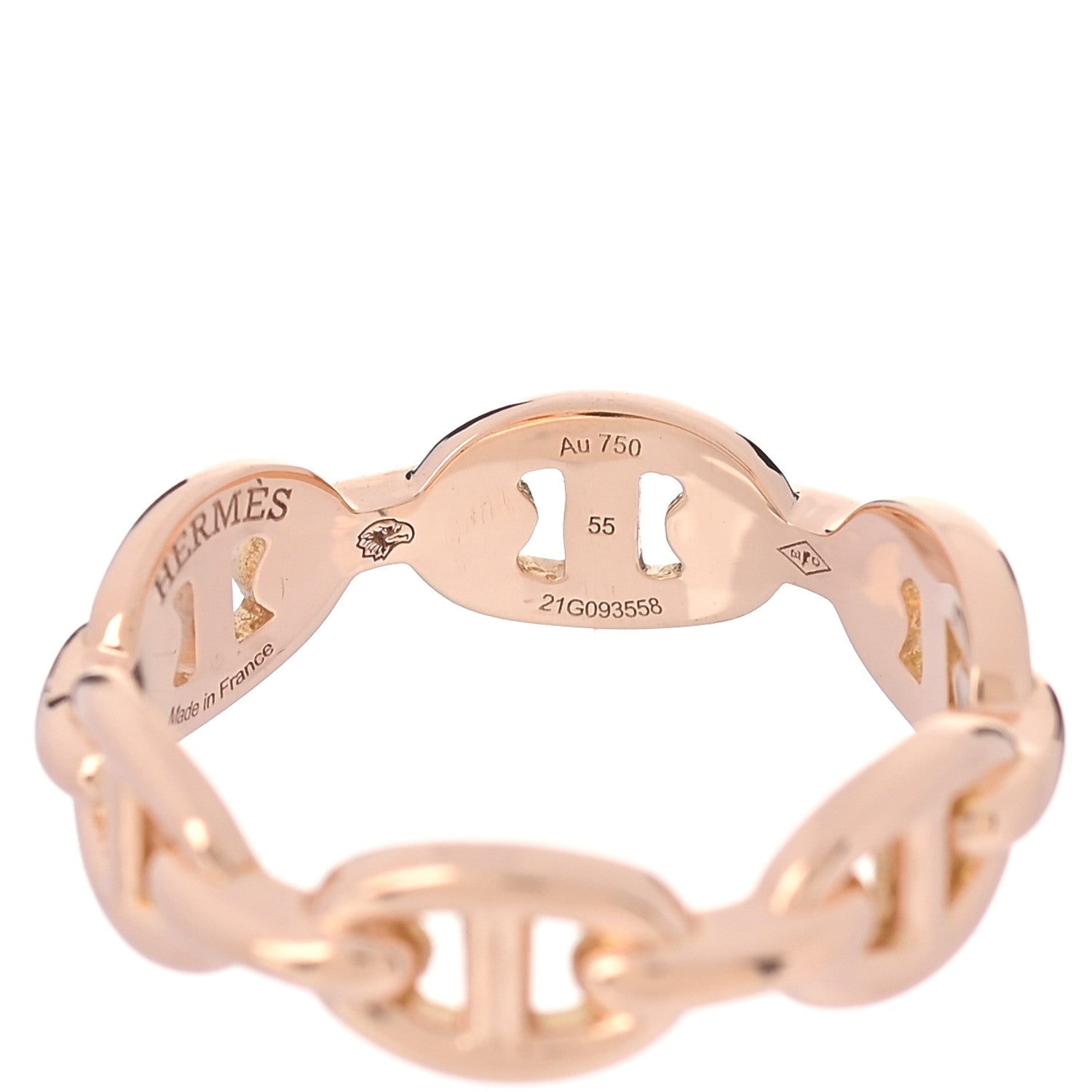 Hermes 18K Rose Gold PM Chaine D'Ancre Enchainee Ring 55 7.25 5 of 6