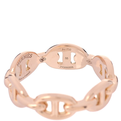 Hermes 18K Rose Gold PM Chaine D'Ancre Enchainee Ring 55 7.25 5 of 6