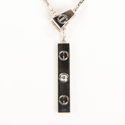 Cartier 18K White Gold Diamond Lariat Slide Pendant Necklace 3 of 5