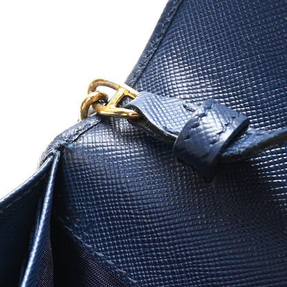 Prada Saffiano Metal Oro Chain Wallet Bleuette 7 of 10