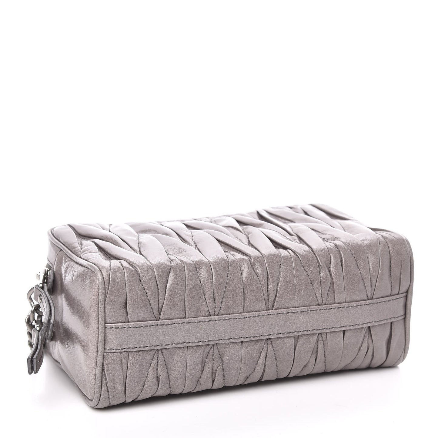 Vitello Lux Matelasse Double Zip Shoulder Bag Pomice