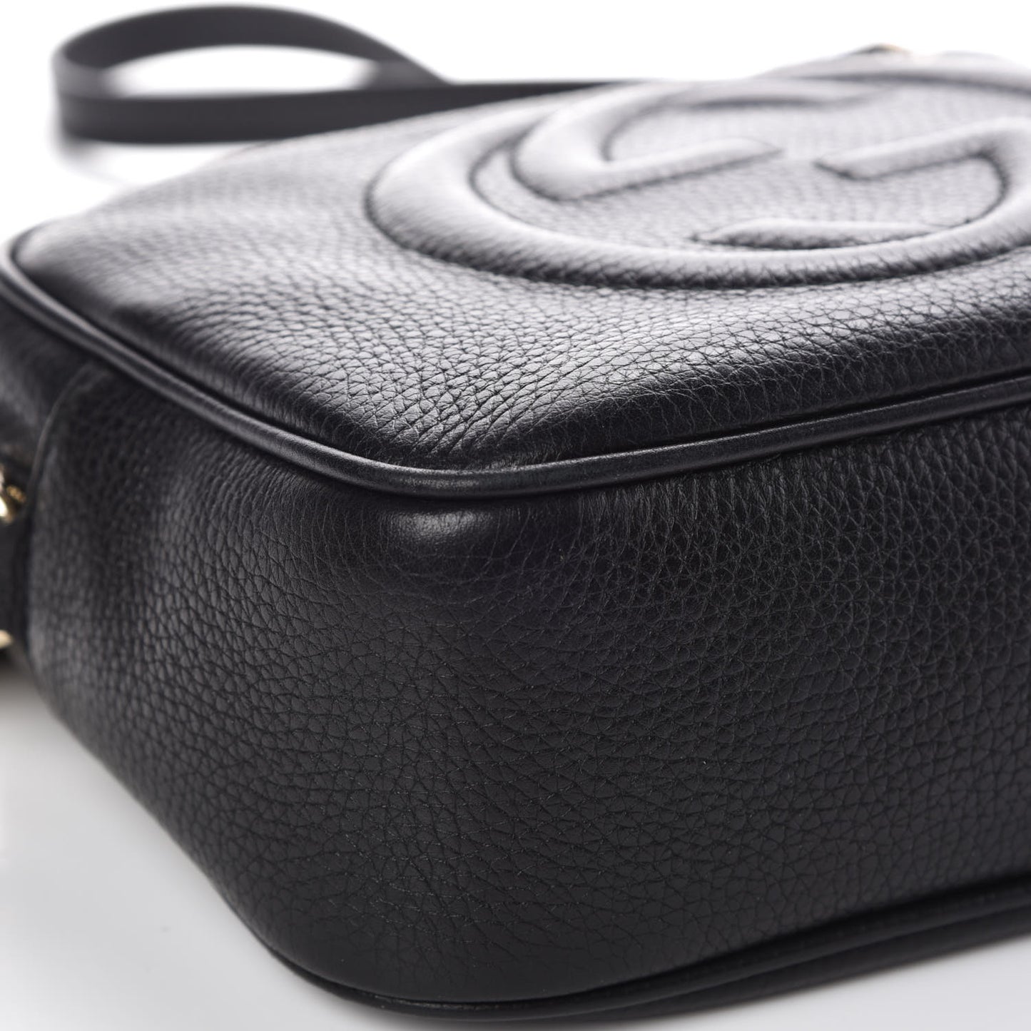 Pebbled Calfskin Small Soho Disco Bag Black
