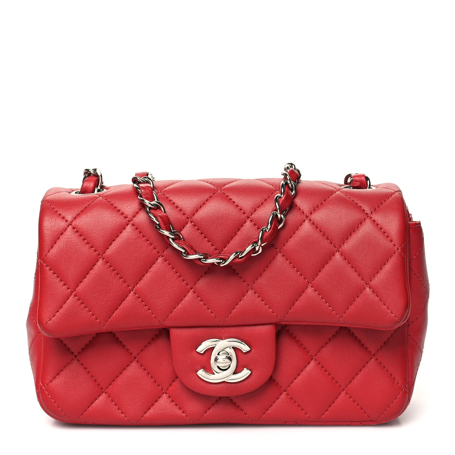Chanel Lambskin Quilted Mini Rectangular Flap Red 1 of 13