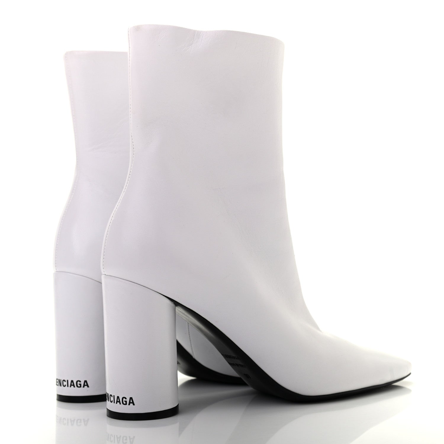 Balenciaga Shiny Sheepskin 20mm Oval Booties 37 White Black 4 of 11