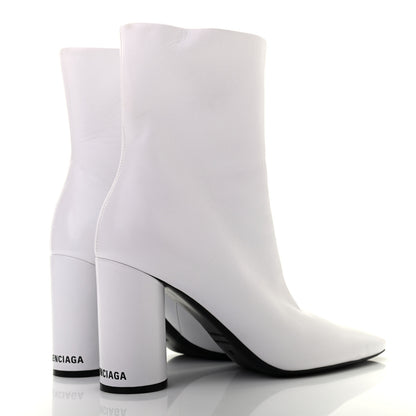 Balenciaga Shiny Sheepskin 20mm Oval Booties 37 White Black 4 of 11