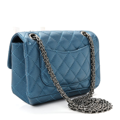 Chanel Metallic Sheepskin Quilted 2.55 Reissue Mini Flap Blue 3 of 10