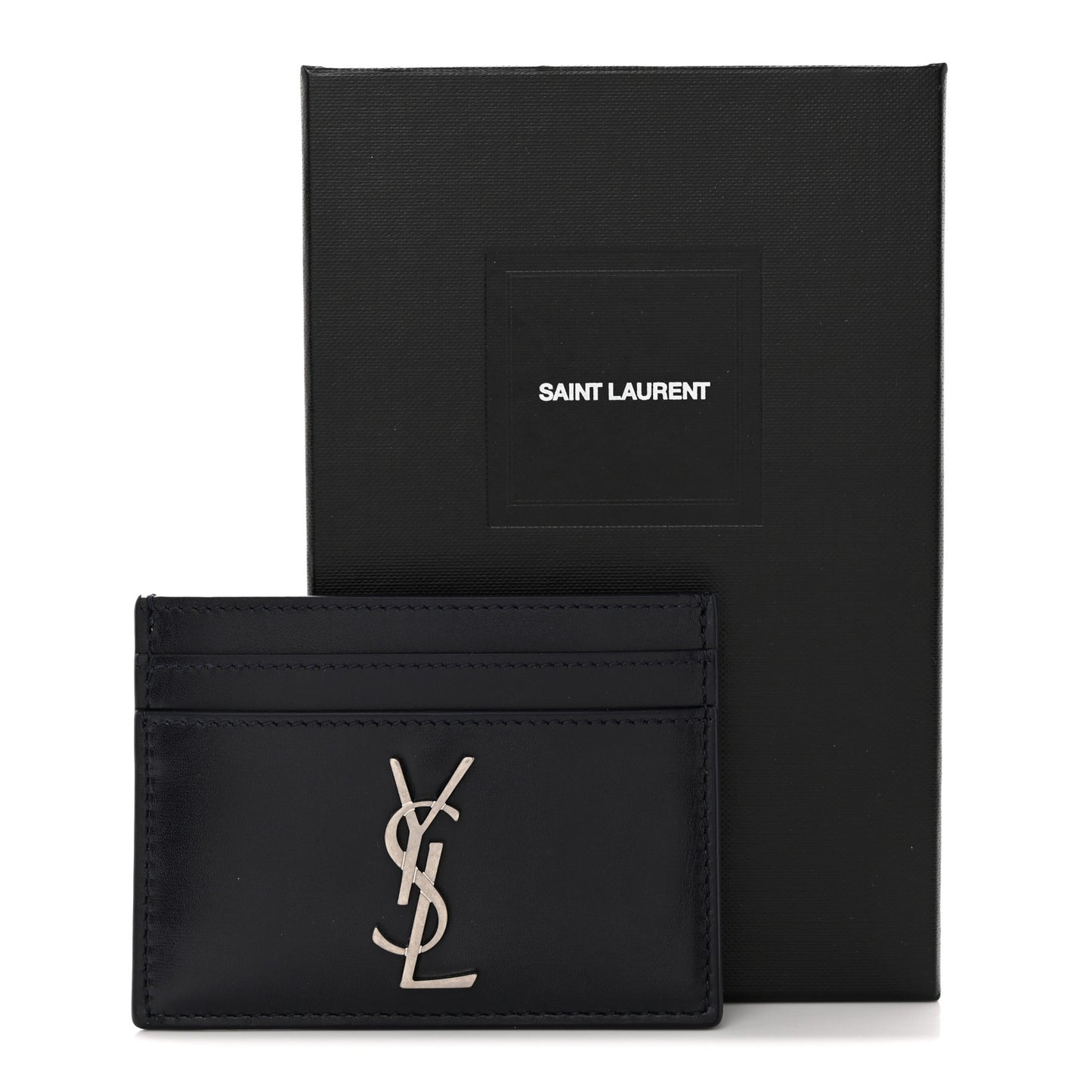 Calfskin Monogram Credit Card Case Dark Notte