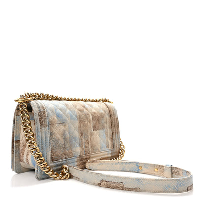 Chanel Painted Caviar Quilted Medium Boy In Cuba Flap Blue 3 of 9