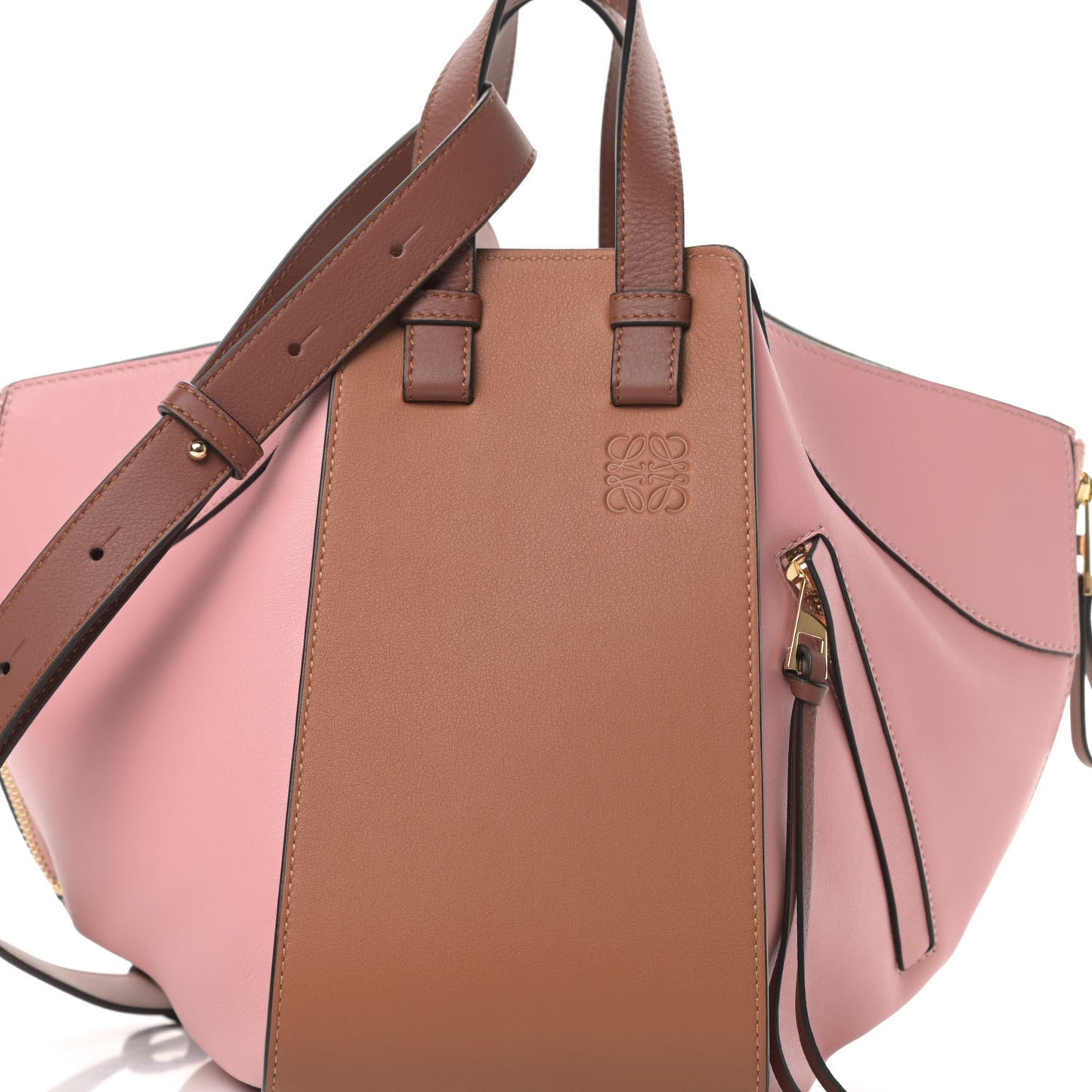 Calfskin Small Hammock Shoulder Bag Pastel Pink Tan