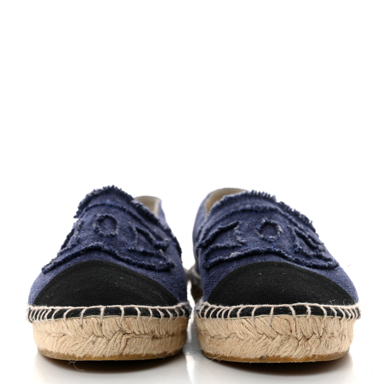 Chanel Denim Toile CC Espadrilles 40 Navy Black 2 of 8