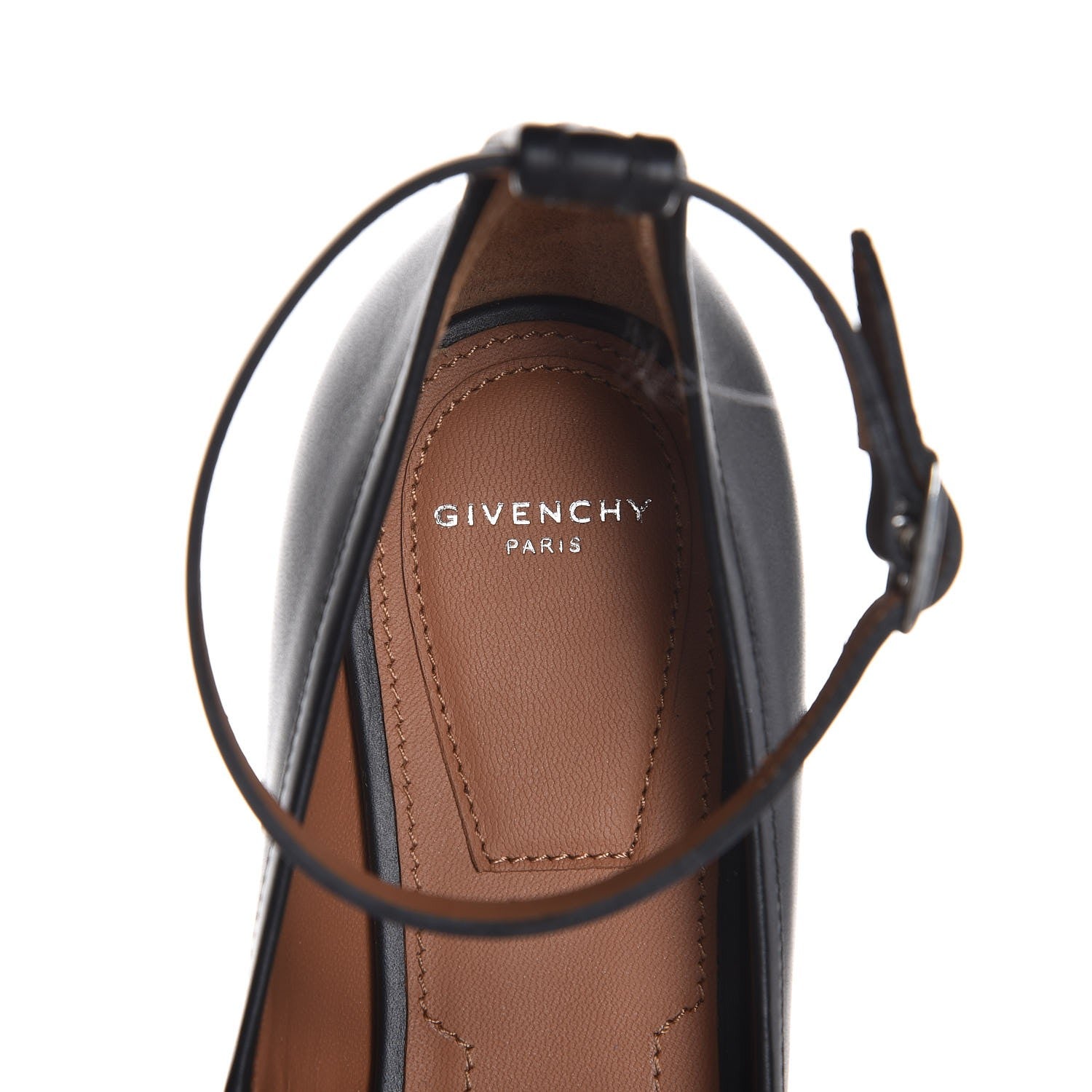 Givenchy Calfskin Graphic Ankle Strap Ballerina Flats 37 Black White 9 of 10