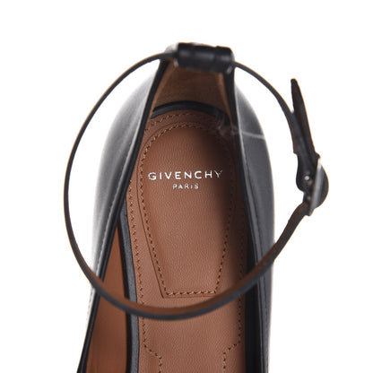 Givenchy Calfskin Graphic Ankle Strap Ballerina Flats 37 Black White 9 of 10