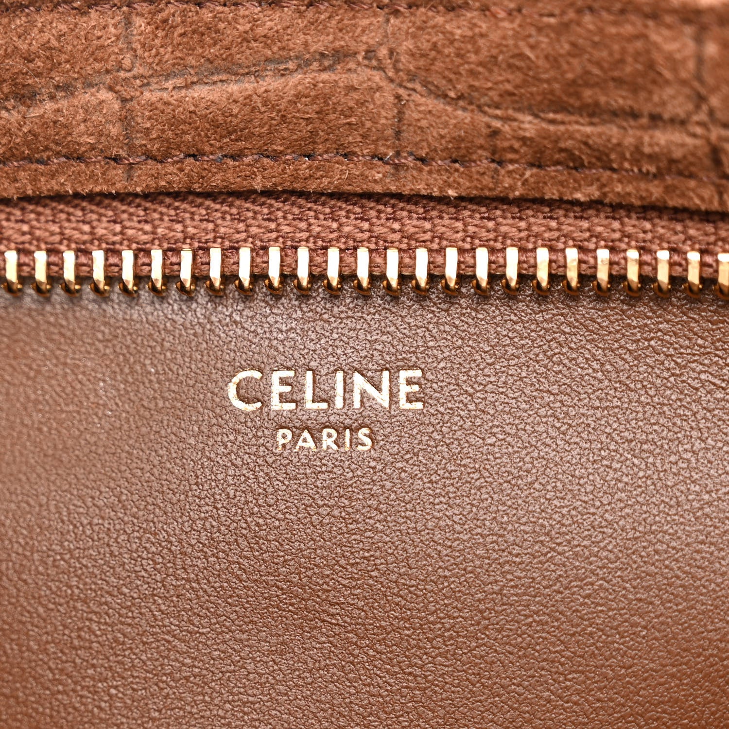 Celine Suede Crocodile Embossed Triomphe Wiltern Clutch Brown 6 of 9
