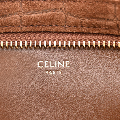 Celine Suede Crocodile Embossed Triomphe Wiltern Clutch Brown 6 of 9